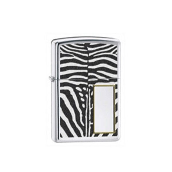 Zippo Zebra Print Polished Chrome Lighter